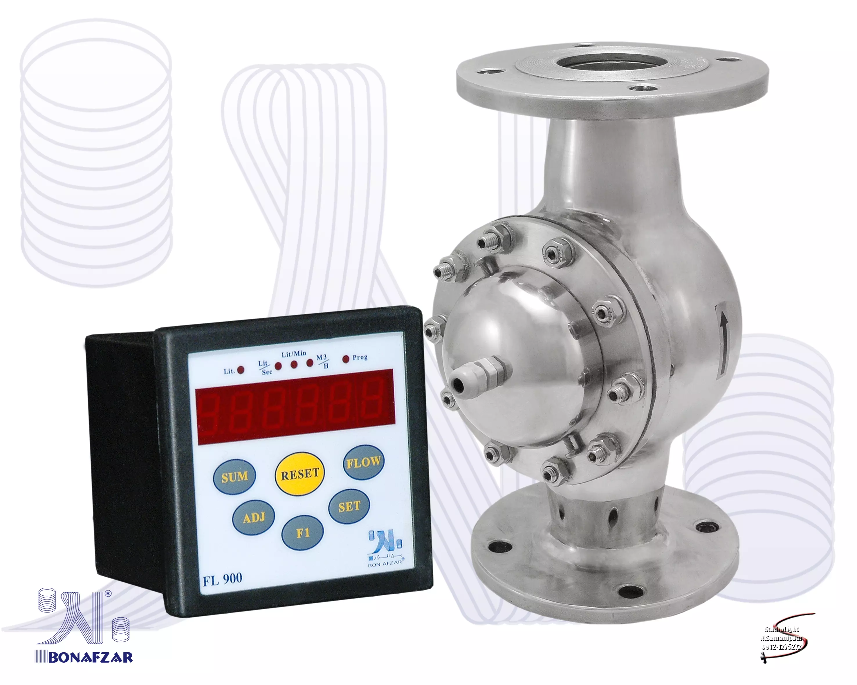 فلومتر دیجیتال (لیتر شمار دیجیتال) استلس استیل مدل پروانه ای  VANE FLOWMETER